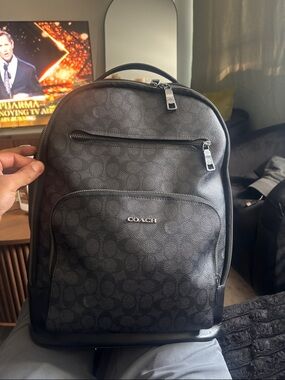 COACH Black Signature Monogram Men's Backpack